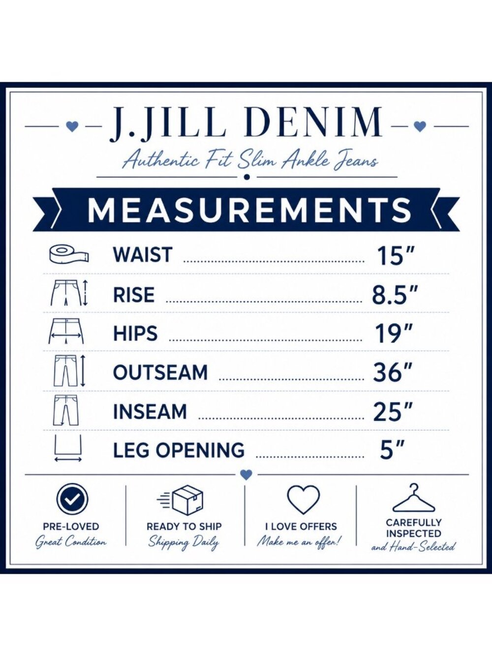 J Jill Authentic Fit Slim Ankle Jeans Womens 12 Medium Wash Blue Denim Stretch - Picture 11 of 11